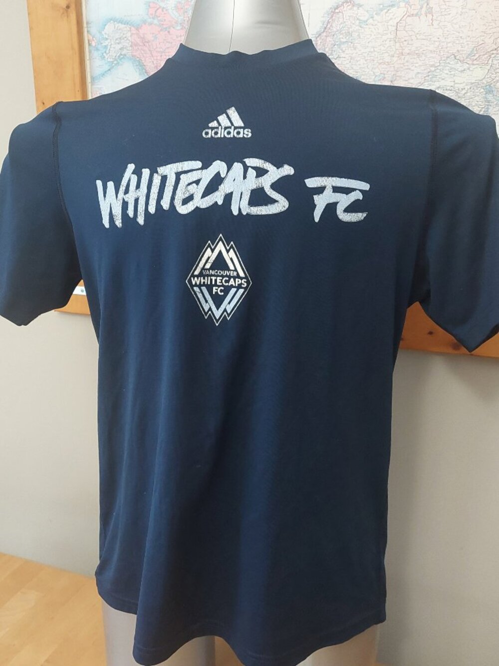 Adidas Vancouver Whitecap FC Athletic Short Sleeved Navy T Shirt Men's Large